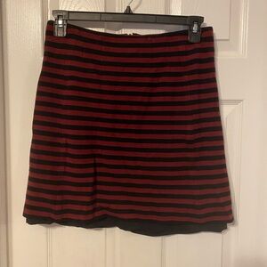 Banana Republic Red and Black Striped A-Line Skirt